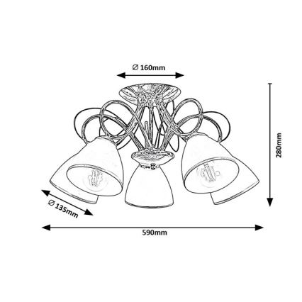 Brilagi - Ytmonterad taklampa FRED 5xE27/60W/230V Ø 59 cm polerad krom