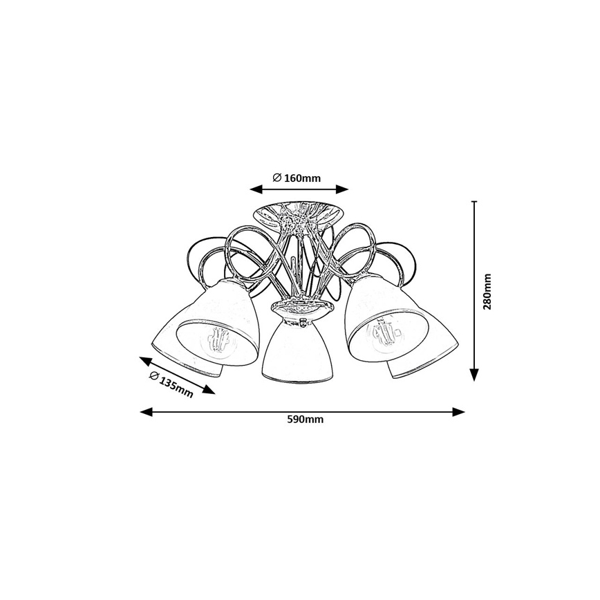 Brilagi - Ytmonterad taklampa FRED 5xE27/60W/230V Ø 59 cm polerad krom
