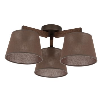Brilagi - Ytmonterad taklampa LATTE 3xE27/60W/230V furu/brun