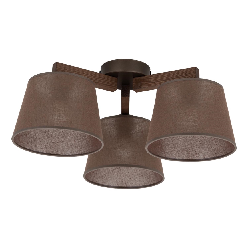 Brilagi - Ytmonterad taklampa LATTE 3xE27/60W/230V furu/brun