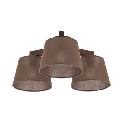 Brilagi - Ytmonterad taklampa LATTE 3xE27/60W/230V furu/brun