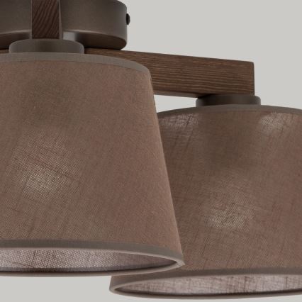 Brilagi - Ytmonterad taklampa LATTE 3xE27/60W/230V furu/brun