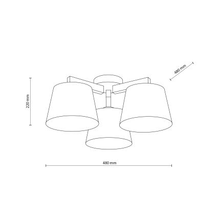 Brilagi - Ytmonterad taklampa LATTE 3xE27/60W/230V furu/brun