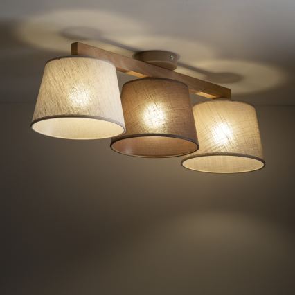 Brilagi - Ytmonterad taklampa LATTE 3xE27/60W/230V furu/mix