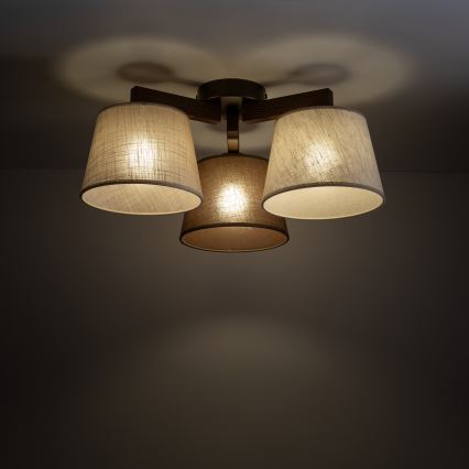 Brilagi - Ytmonterad taklampa LATTE 3xE27/60W/230V furu/mix