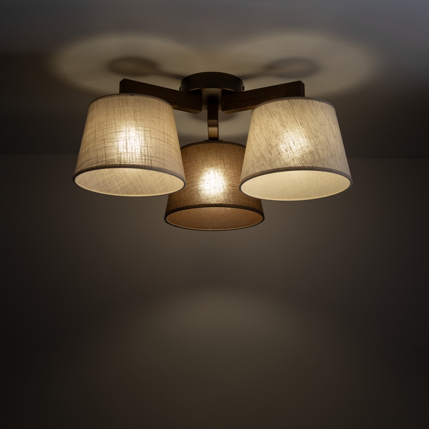 Brilagi - Ytmonterad taklampa LATTE 3xE27/60W/230V furu/mix
