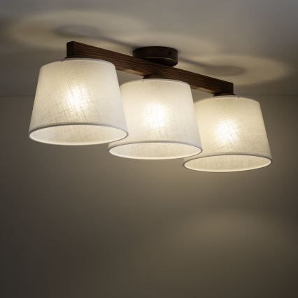 Brilagi - Ytmonterad taklampa LATTE 3xE27/60W/230V furu/vit