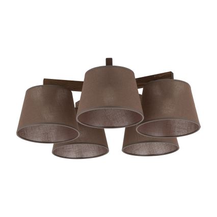 Brilagi - Ytmonterad taklampa LATTE 5xE27/60W/230V furu/brun
