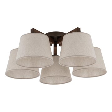 Brilagi - Ytmonterad taklampa LATTE 5xE27/60W/230V furu/krämvit