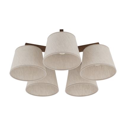 Brilagi - Ytmonterad taklampa LATTE 5xE27/60W/230V furu/krämvit