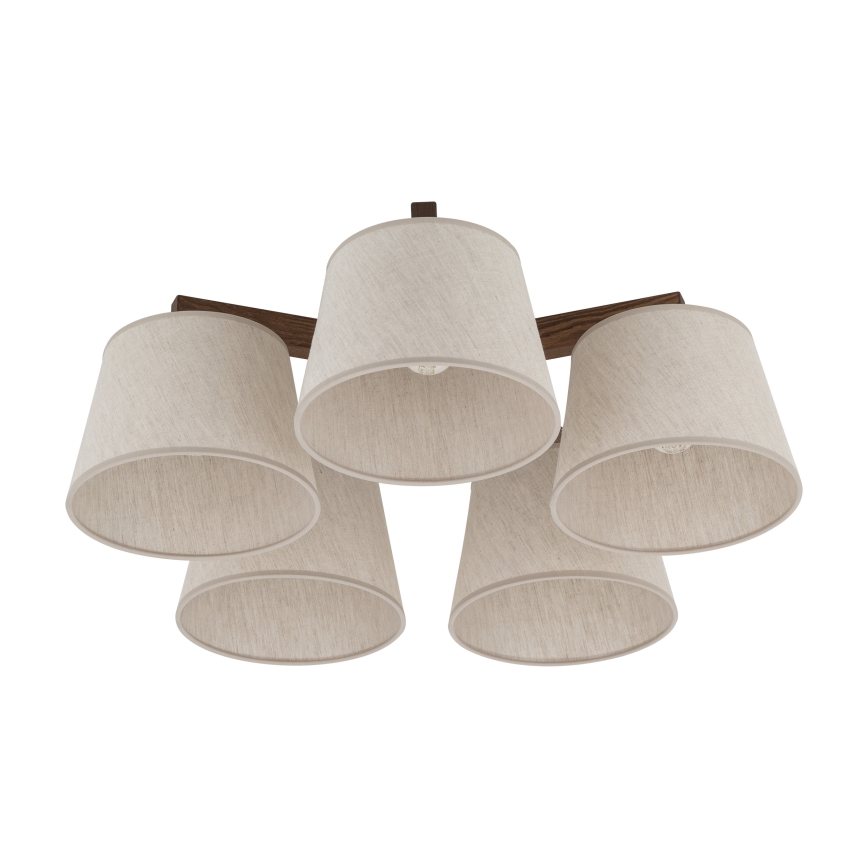Brilagi - Ytmonterad taklampa LATTE 5xE27/60W/230V furu/krämvit