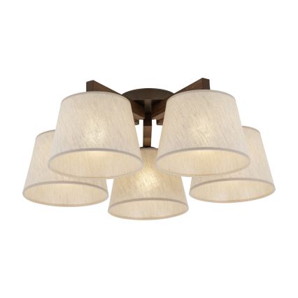 Brilagi - Ytmonterad taklampa LATTE 5xE27/60W/230V furu/krämvit