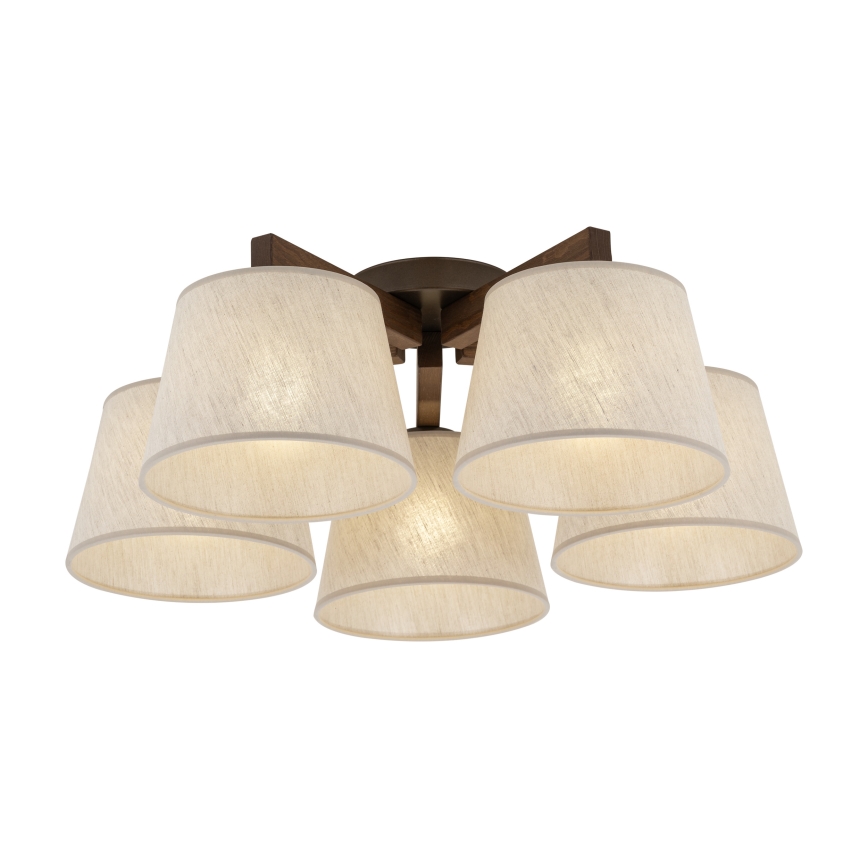 Brilagi - Ytmonterad taklampa LATTE 5xE27/60W/230V furu/krämvit