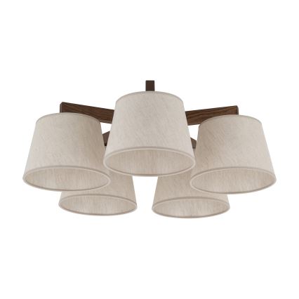 Brilagi - Ytmonterad taklampa LATTE 5xE27/60W/230V furu/krämvit