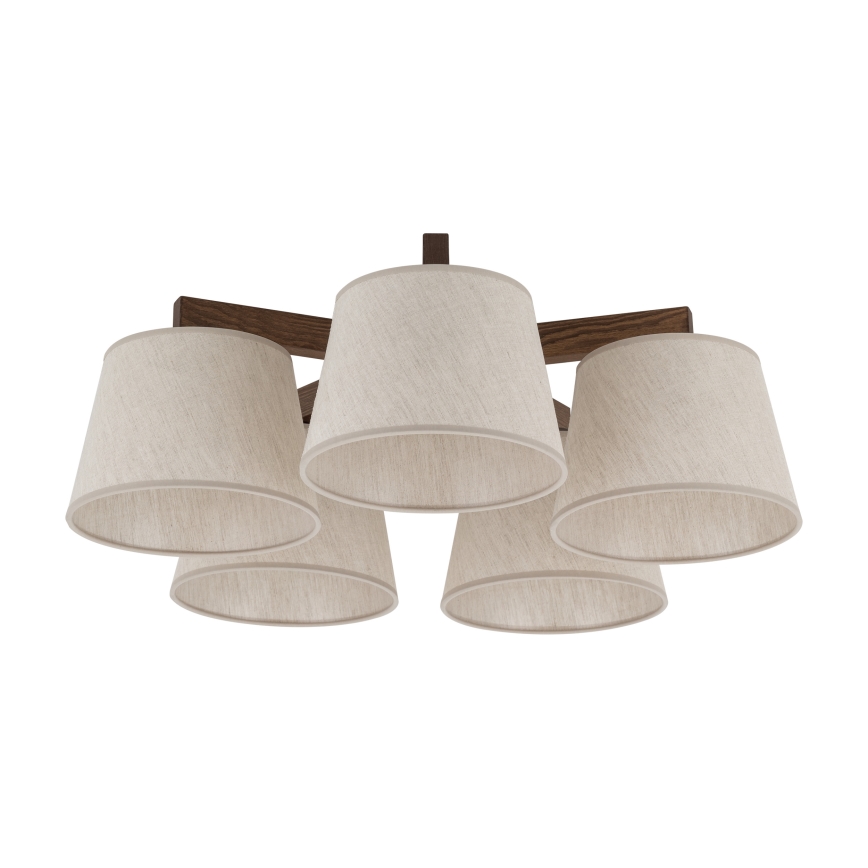 Brilagi - Ytmonterad taklampa LATTE 5xE27/60W/230V furu/krämvit