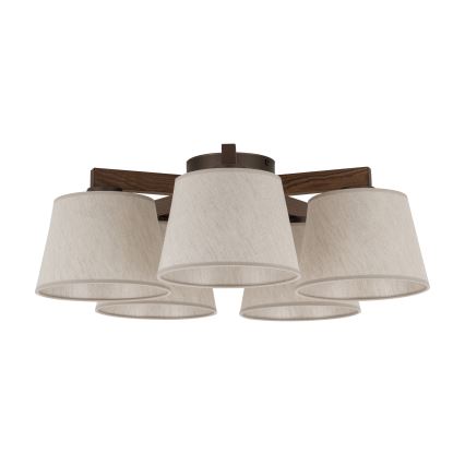Brilagi - Ytmonterad taklampa LATTE 5xE27/60W/230V furu/krämvit