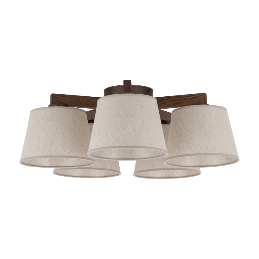 Brilagi - Ytmonterad taklampa LATTE 5xE27/60W/230V furu/krämvit