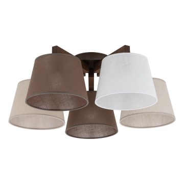 Brilagi - Ytmonterad taklampa LATTE 5xE27/60W/230V furu/mix