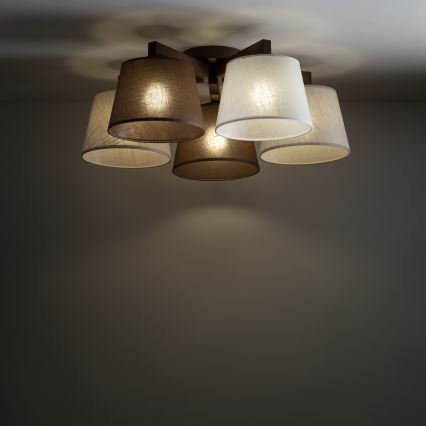 Brilagi - Ytmonterad taklampa LATTE 5xE27/60W/230V furu/mix