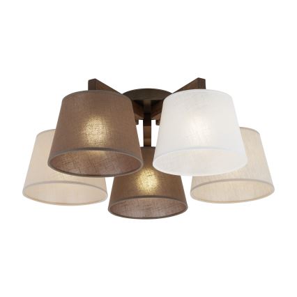 Brilagi - Ytmonterad taklampa LATTE 5xE27/60W/230V furu/mix