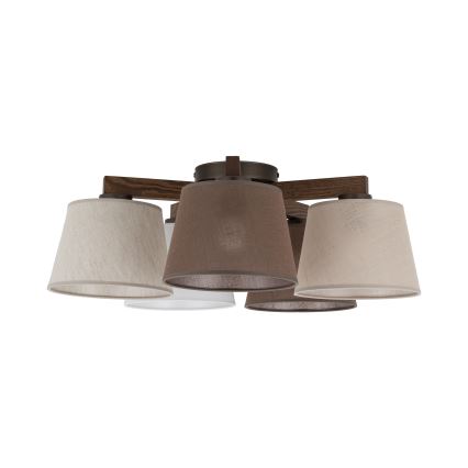 Brilagi - Ytmonterad taklampa LATTE 5xE27/60W/230V furu/mix