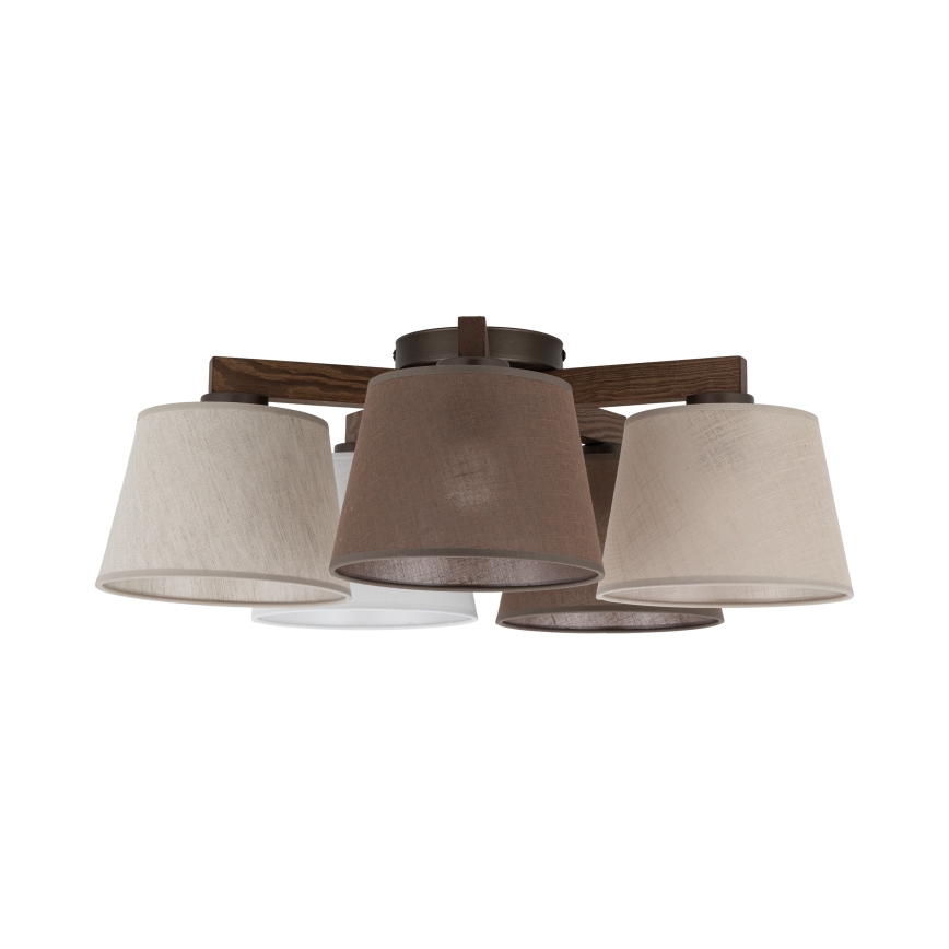 Brilagi - Ytmonterad taklampa LATTE 5xE27/60W/230V furu/mix