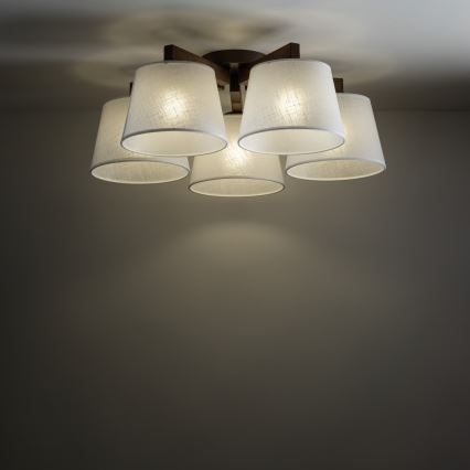 Brilagi - Ytmonterad taklampa LATTE 5xE27/60W/230V furu/vit