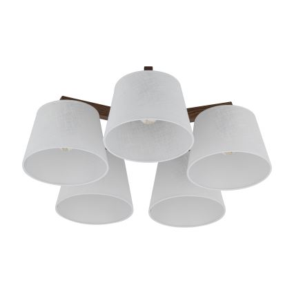 Brilagi - Ytmonterad taklampa LATTE 5xE27/60W/230V furu/vit