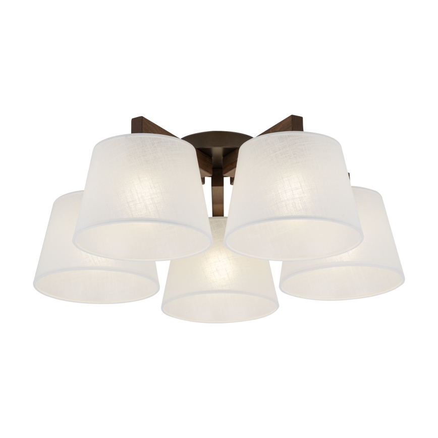 Brilagi - Ytmonterad taklampa LATTE 5xE27/60W/230V furu/vit