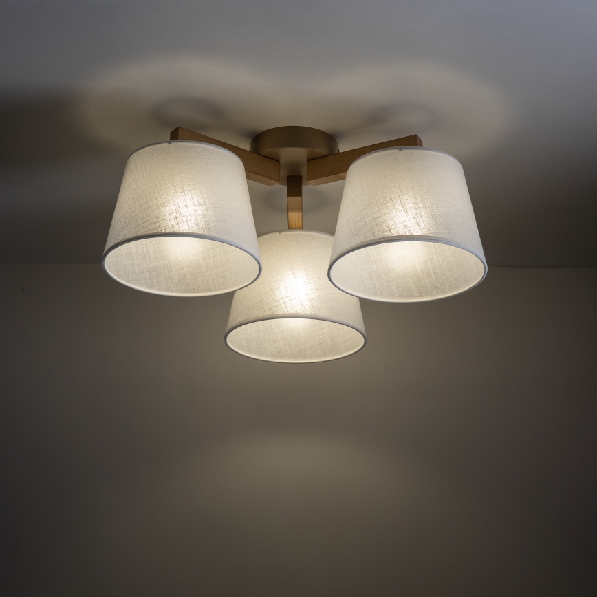 Brilagi - Ytmonterad taklampa LATTE SABIA 3xE27/60W/230V furu/vit