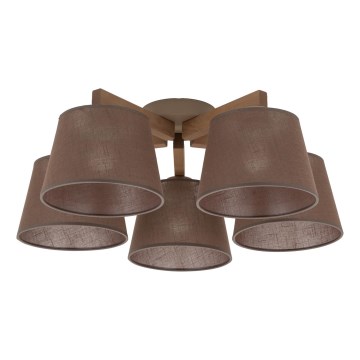 Brilagi - Ytmonterad taklampa LATTE SABIA 5xE27/15W/230V furu/brun