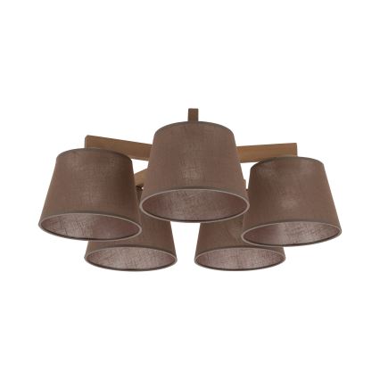 Brilagi - Ytmonterad taklampa LATTE SABIA 5xE27/60W/230V furu/brun