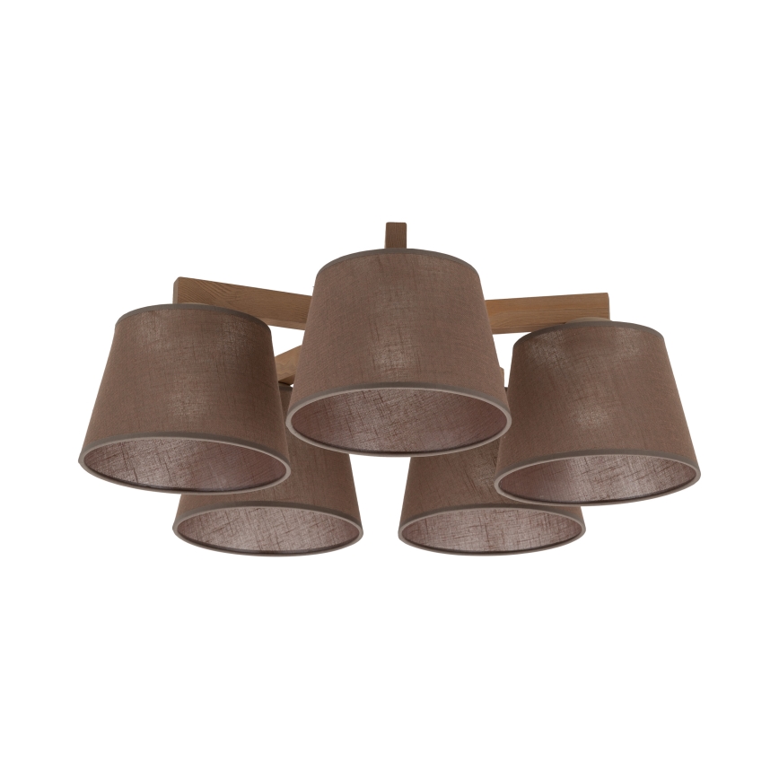 Brilagi - Ytmonterad taklampa LATTE SABIA 5xE27/60W/230V furu/brun