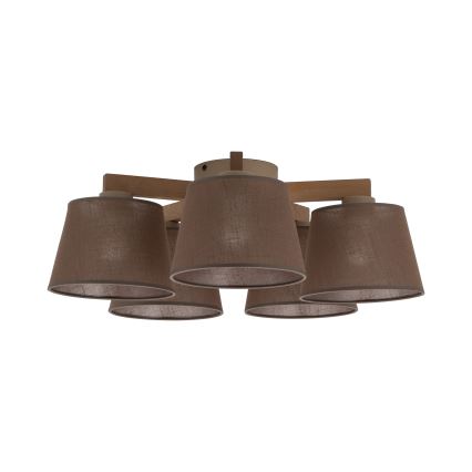 Brilagi - Ytmonterad taklampa LATTE SABIA 5xE27/60W/230V furu/brun