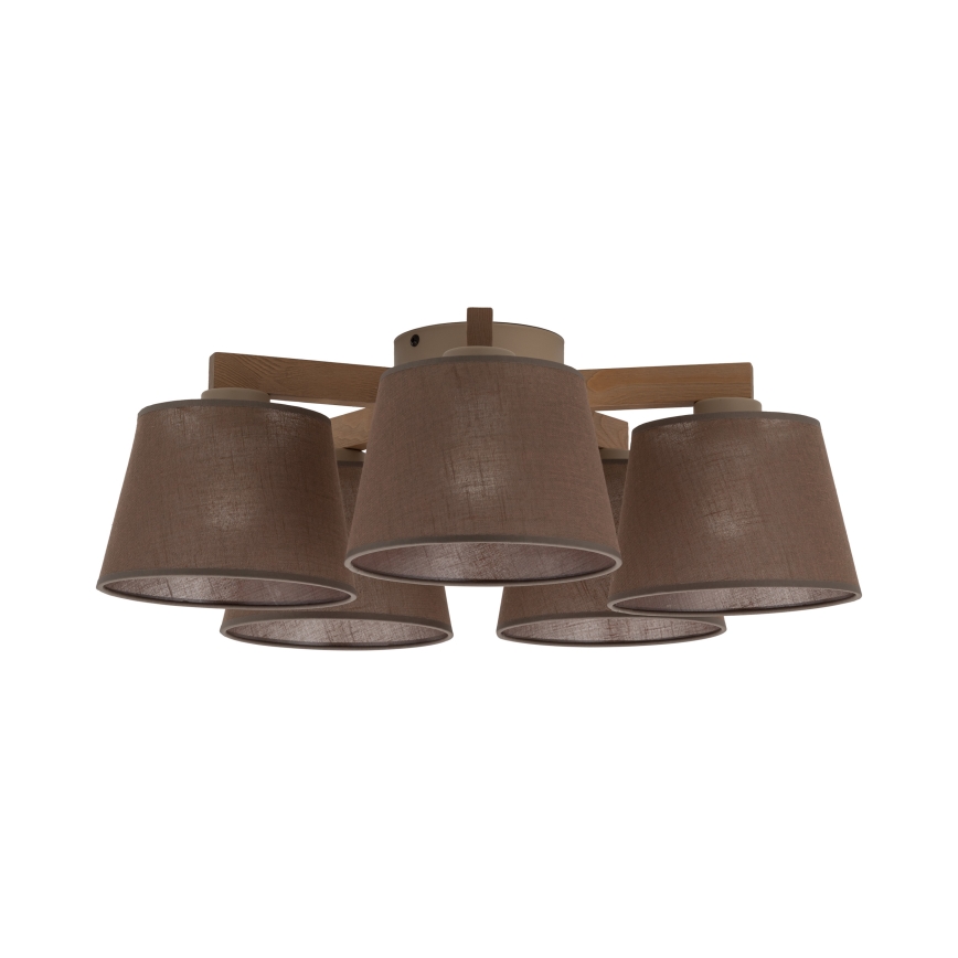 Brilagi - Ytmonterad taklampa LATTE SABIA 5xE27/60W/230V furu/brun