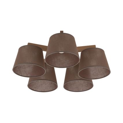 Brilagi - Ytmonterad taklampa LATTE SABIA 5xE27/60W/230V furu/brun