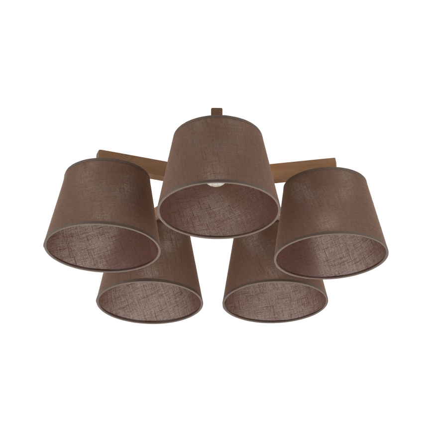 Brilagi - Ytmonterad taklampa LATTE SABIA 5xE27/60W/230V furu/brun