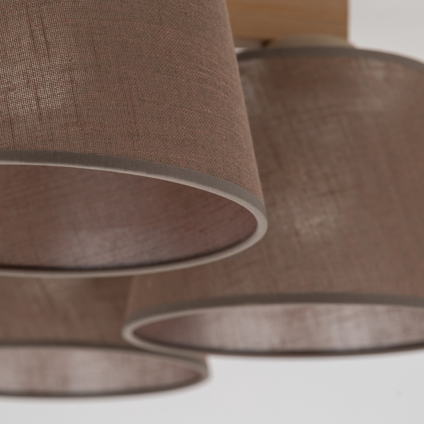 Brilagi - Ytmonterad taklampa LATTE SABIA 5xE27/60W/230V furu/brun