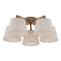 Brilagi - Ytmonterad taklampa LATTE SABIA 5xE27/60W/230V furu/krämfärgad