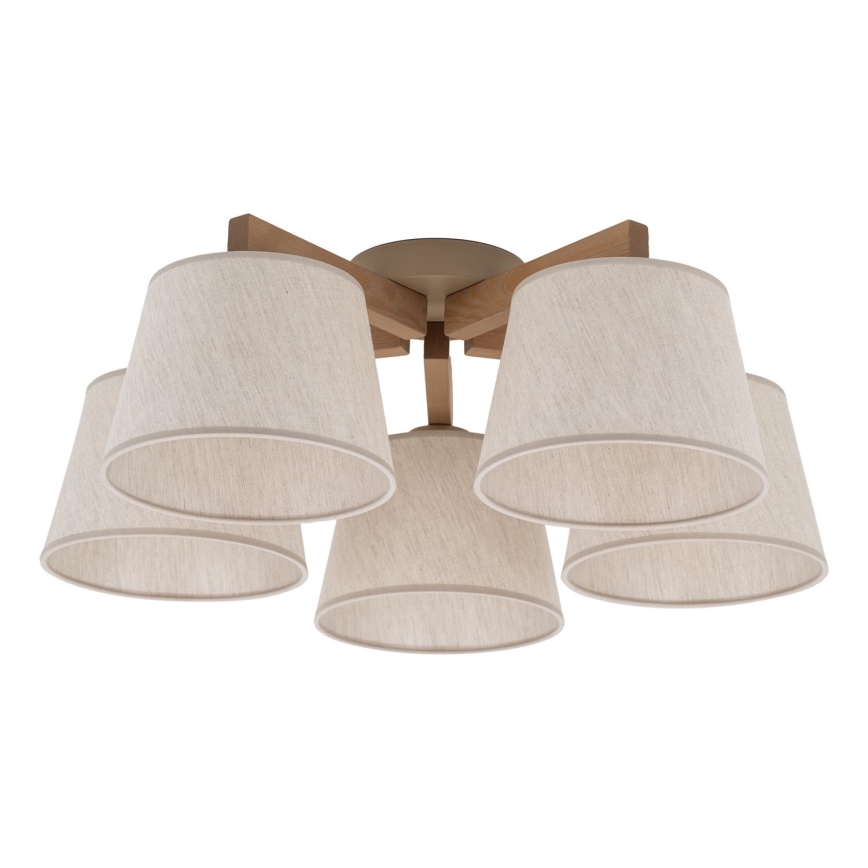 Brilagi - Ytmonterad taklampa LATTE SABIA 5xE27/60W/230V furu/krämfärgad