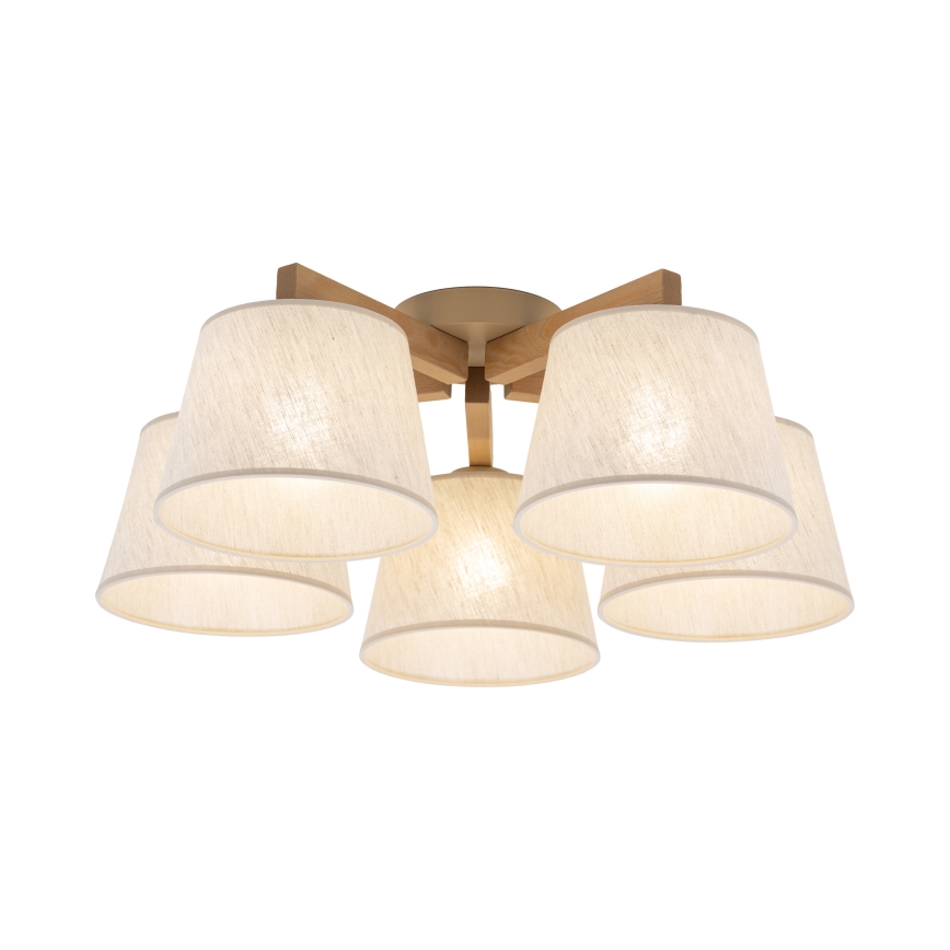 Brilagi - Ytmonterad taklampa LATTE SABIA 5xE27/60W/230V furu/krämfärgad