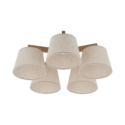 Brilagi - Ytmonterad taklampa LATTE SABIA 5xE27/60W/230V furu/krämfärgad