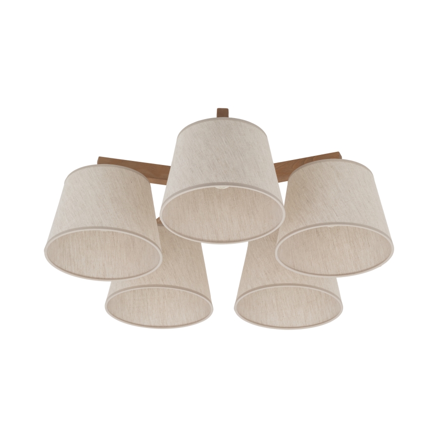 Brilagi - Ytmonterad taklampa LATTE SABIA 5xE27/60W/230V furu/krämfärgad