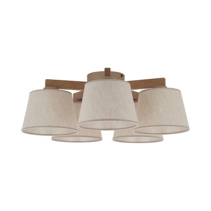 Brilagi - Ytmonterad taklampa LATTE SABIA 5xE27/60W/230V furu/krämfärgad