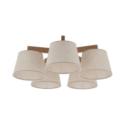Brilagi - Ytmonterad taklampa LATTE SABIA 5xE27/60W/230V furu/krämfärgad