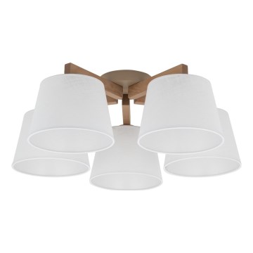 Brilagi - Ytmonterad taklampa LATTE SABIA 5xE27/60W/230V furu/vit