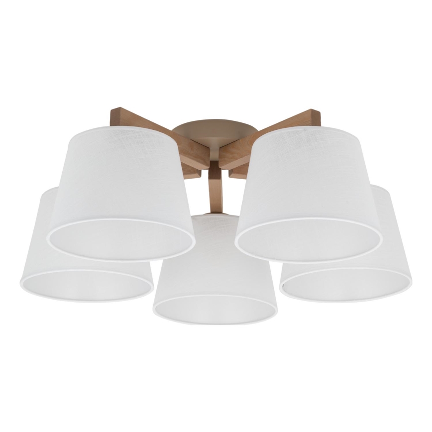 Brilagi - Ytmonterad taklampa LATTE SABIA 5xE27/60W/230V furu/vit