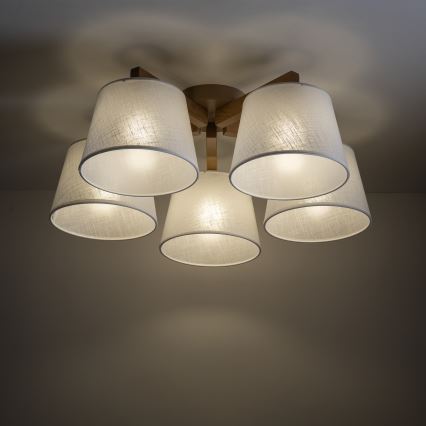 Brilagi - Ytmonterad taklampa LATTE SABIA 5xE27/60W/230V furu/vit
