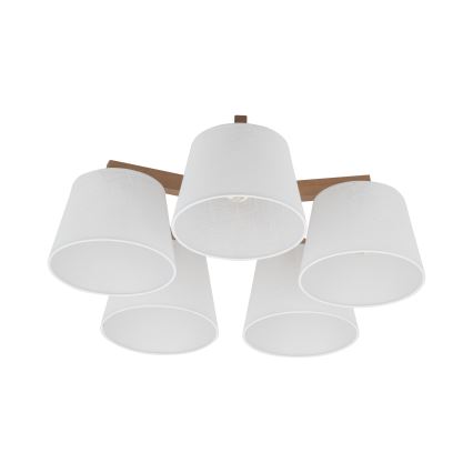 Brilagi - Ytmonterad taklampa LATTE SABIA 5xE27/60W/230V furu/vit