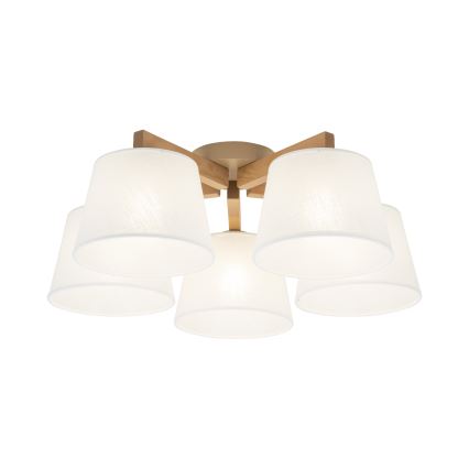 Brilagi - Ytmonterad taklampa LATTE SABIA 5xE27/60W/230V furu/vit